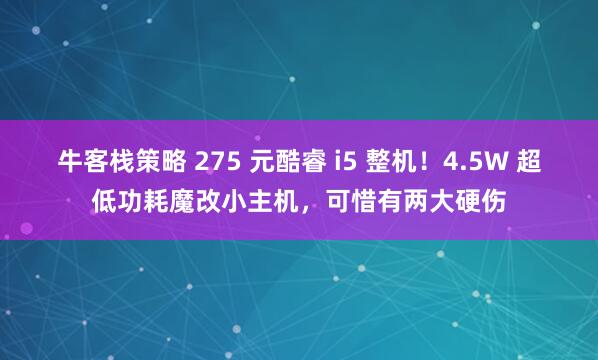 牛客栈策略 275 元酷睿 i5 整机！4.5W 超低功耗魔改小主机，可惜有两大硬伤
